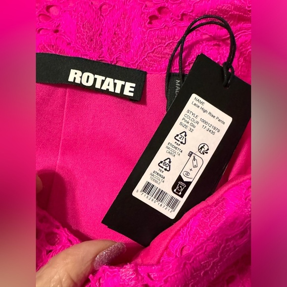 ROTATE BIRGER CHRISTENSEN HEAVY LACE HIGH RISE PANTS IN PINK GLO - Picture 9 of 11